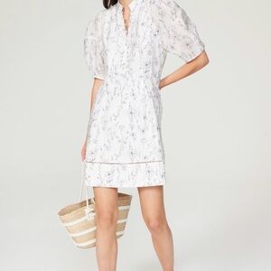 Club Monaco Floral Balloon Sleeve White Dress
